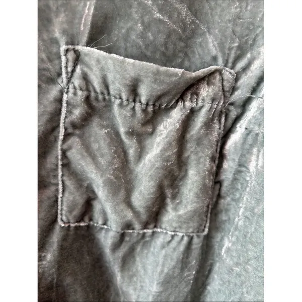 Maeve Green Button Down Velvet Shirt Size 4 - Image 3