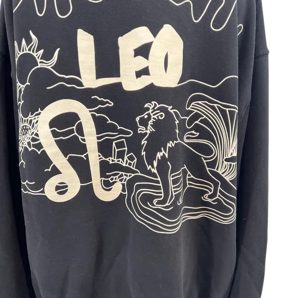 Good American Boyfriend Pullover Sweatshirt Leo Zodiac‎ Sign Black Size 3 Large - Image 11