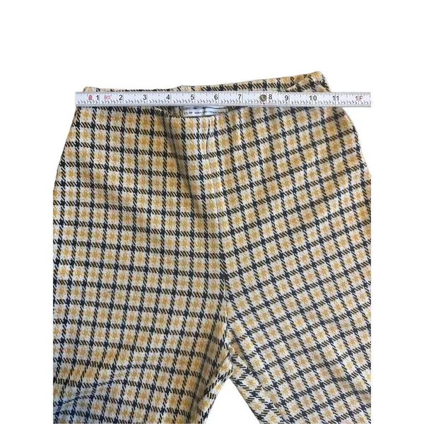 Urban Outfitters -‎ High Rise Kick Flare Pants XS yellow black plaid - Image 5