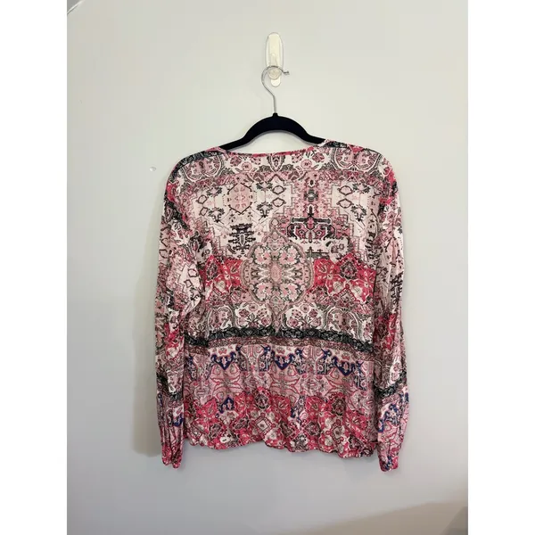 Crosby Paisley Blouse Long Sleeve V-Neck‎ Lightweight Top XL - Image 4
