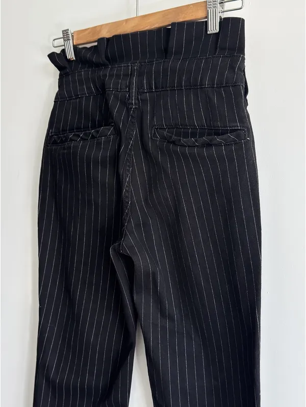 Free People Montella Pinstripe Crop Skinny Pants Black Button Fly size 4 - Image 11