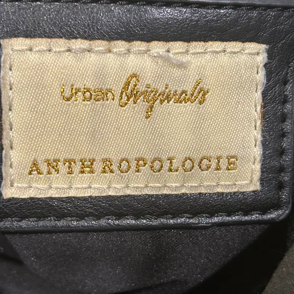 Anthropologie Black Faux Leather Hobo Bag with Metallic Hardware - Image 8