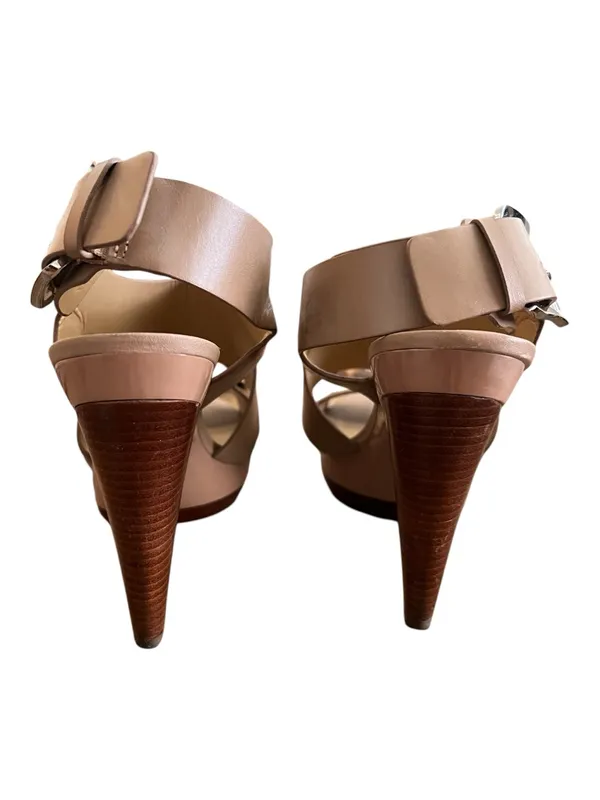 MICHAEL Michael Kors Carla Nude Leather Platform Sandals Heels Size 8M - Image 4
