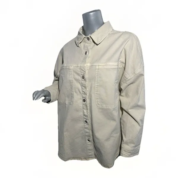 Marine Layer Molly Oversized Shirt Jacket Stone Beige Medium NWT Shacket $168 - Image 7