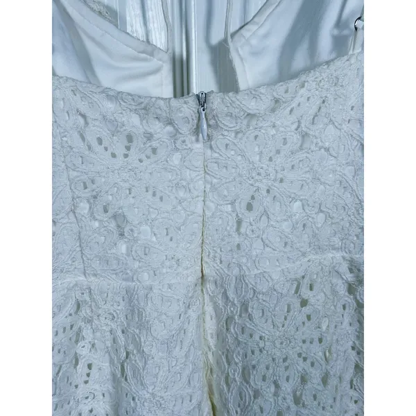 Selfie Leslie Floral Lace Tie Bust Mini Dress Medium White Coquette Bridal Event - Image 11