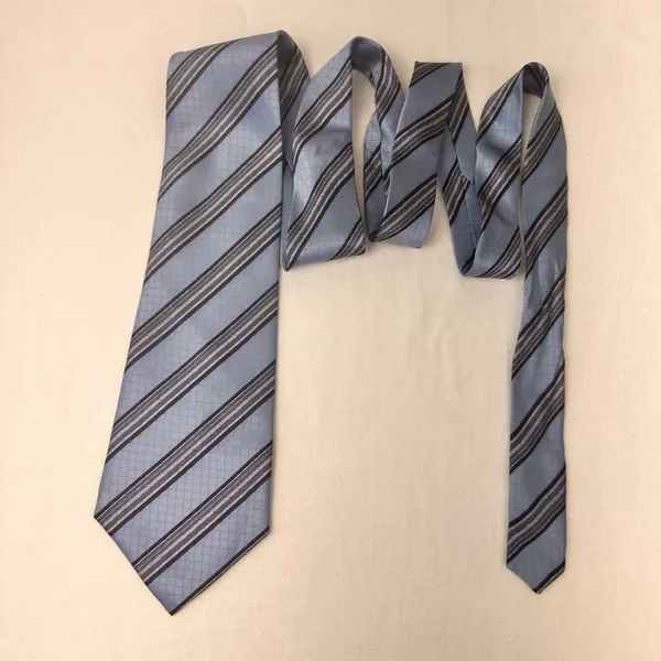Vintage Rafael Men's Tie Blue Multicolor Stripes Silk Necktie Office Italy Class - Image 4