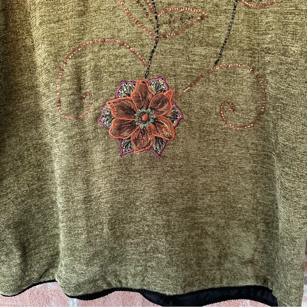 Indigo Moon Vintage Embroidered Jacket Women’s Medium Green Forest Witchy Boho - Image 8