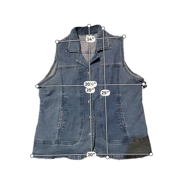 Unbranded Women Medium Wash Rhinestone Studded Denim Vest Blue‎ Small 4301C - Image 6