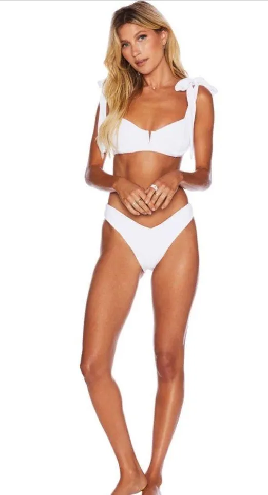 Beach Riot Vanessa High cut Bikini Bottom, White, Size Medium, $88 - Image 2