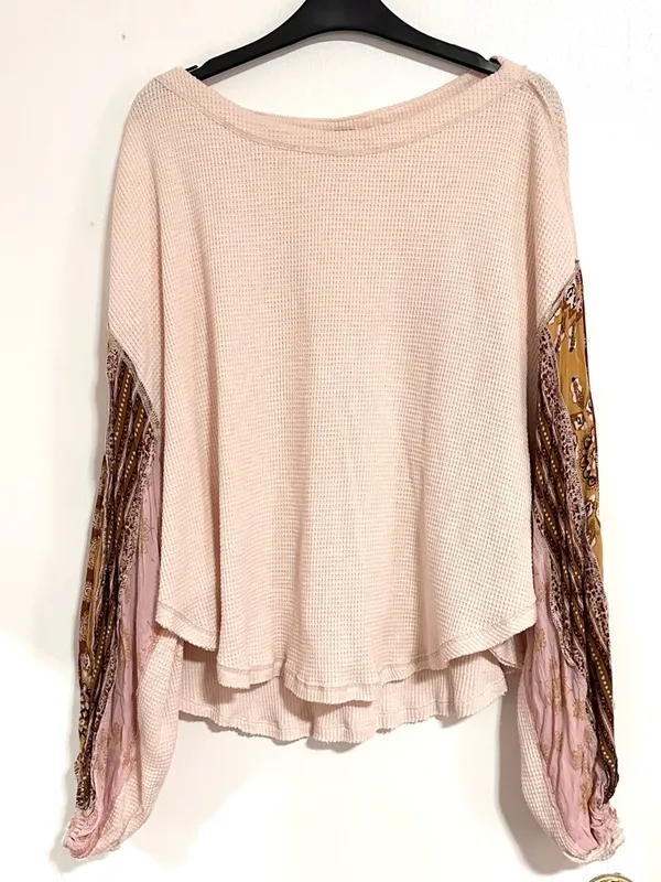 Free People Blossom Thermal Mixed Media Top Cream Small - Image 3