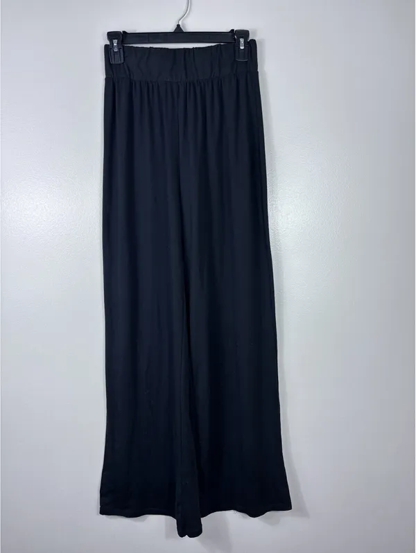Soft Stretch Black Palazzo Wide Leg Flowy Yoga Lounge Pants Sz M - Image 2