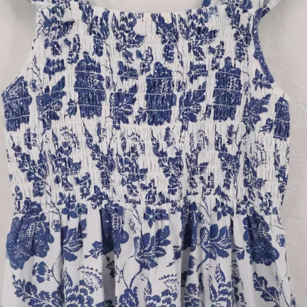 THML Floral Smocked Midi Dress Womens Size XS Blue White Ruffle Tiered Smocked - Image 5