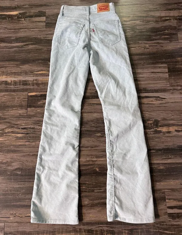 Levis Ribcage Bootcut Corduroy Pants Women 26 x 33‎ Blue Slim High Rise - Image 7