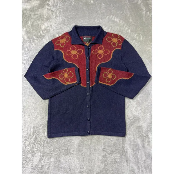 Bolivian Handknits Alpaca Wool Cardigan Small Floral Handmade Sweater - Image 4