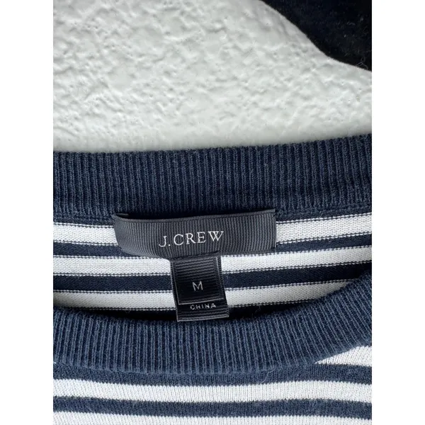 J Crew Striped Knit Sleeveless‎ Sweater Vest Top M Navy Academia Nautical Breton - Image 2