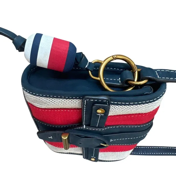 Tory Burch Maritime Stripe Crossbody Canvas Red‎ Ivory Nautical - Image 5
