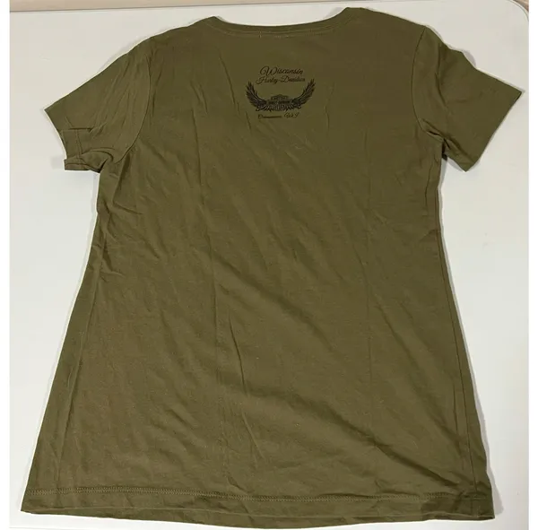 Harley Davidson Olive Eagle American Flag Logo V-Neck T-Shirt Tee Size M 🇺🇸✨ - Image 3