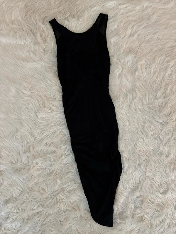 Free People Black Asymmetric Midi Dress - Image 3