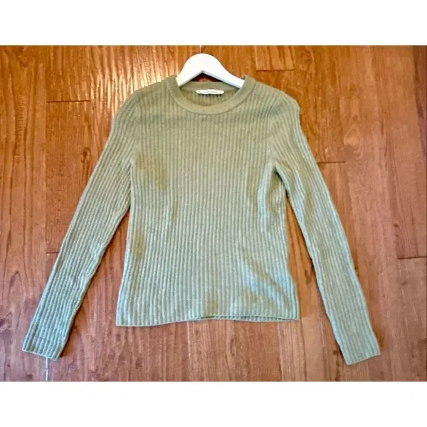 Abercrombie & Fitch green slim crewneck ribbed sweater small - Image 2