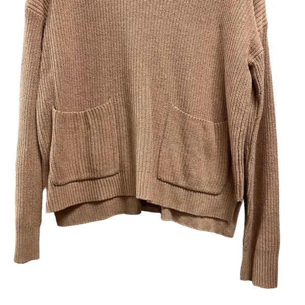 Madewell Sweater‎ Womens Small Beige Cable Knit Pullover Long Sleeve Pocket - Image 2