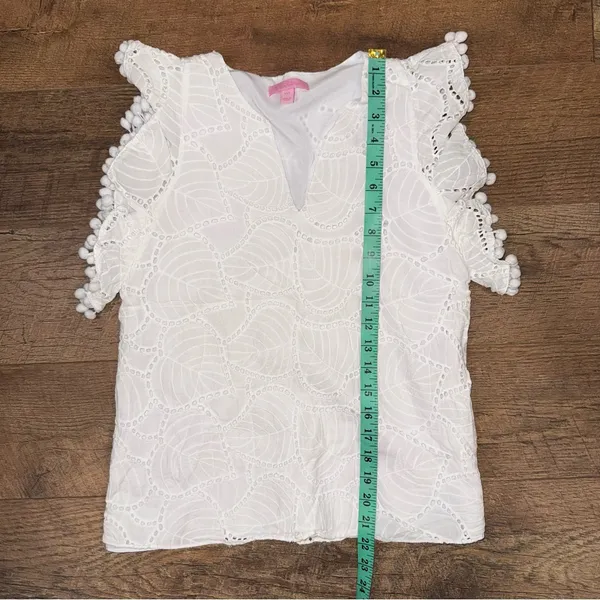 Lilly Pulitzer Astara Top in Resort White Leaf Eyelet - Image 10
