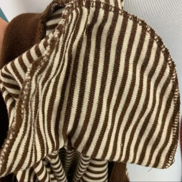 Vintage 80’s brown striped safari theme collar top Brown Size M - Image 9