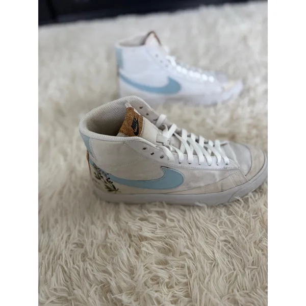 Nike Blazer Mid 77 SE Indigo White‎ Blue Botanical Cork High Top Sneakers 6.5 - Image 3