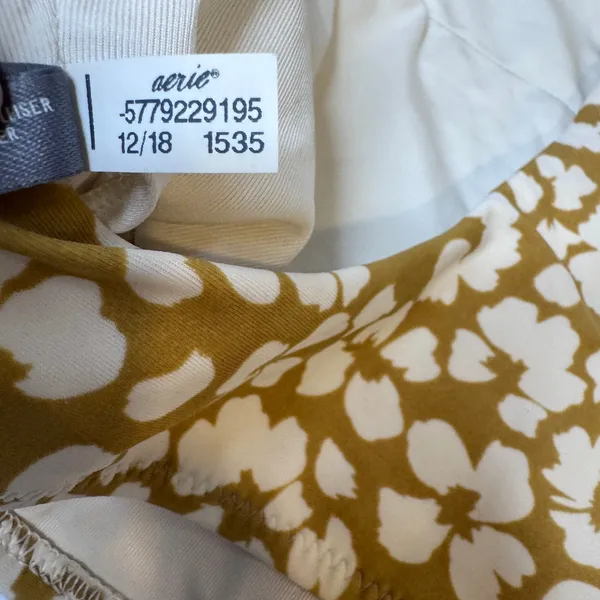 Aerie Womens Floral High Neck‎ Racerback Crop Bikini Top Mustard Yellow Medium M - Image 6