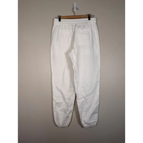 Athleta Retreat‎ Linen White Jogger Pants Elastic Drawstring Pockets Size 2 - Image 4