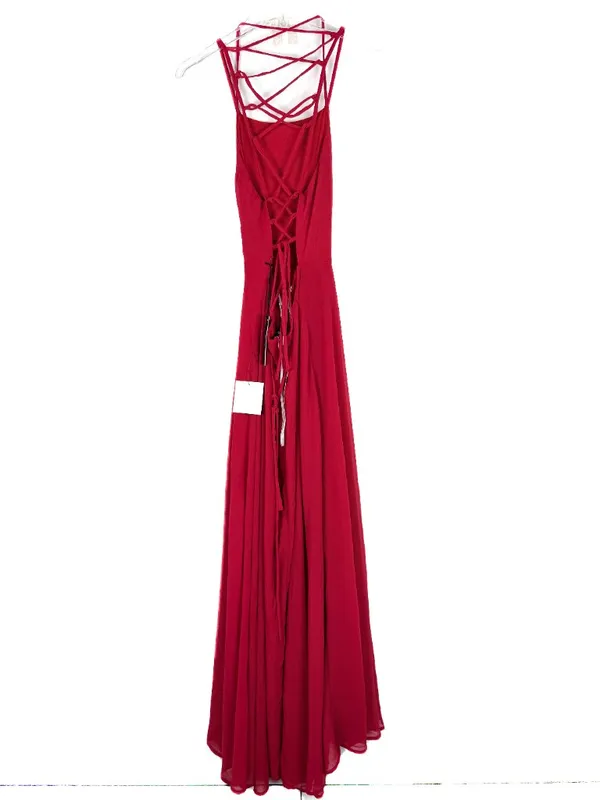 NWT Lulus Strappy To Be Here Red Lace-Up Maxi Dress Size Medium M NEW - Image 6