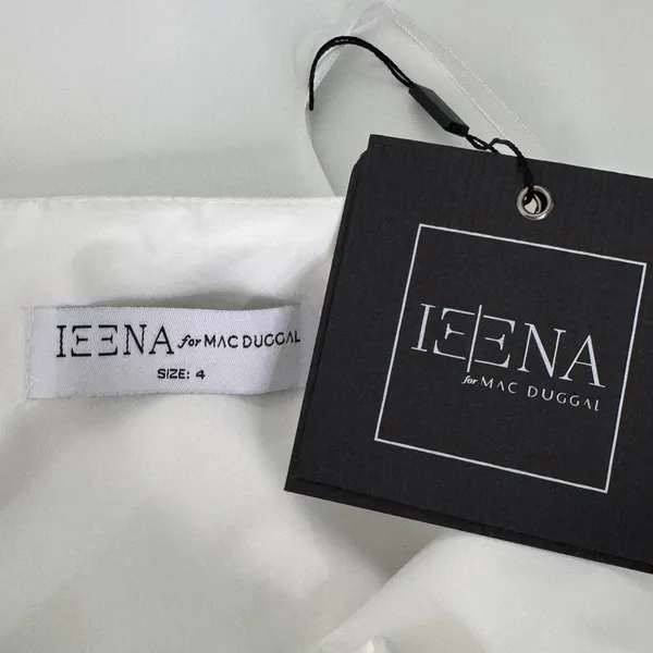 IEENA for Mac Duggal A-Line V-Neck Ball‎ Gown 4 White Bridal Wedding Minimalist - Image 13