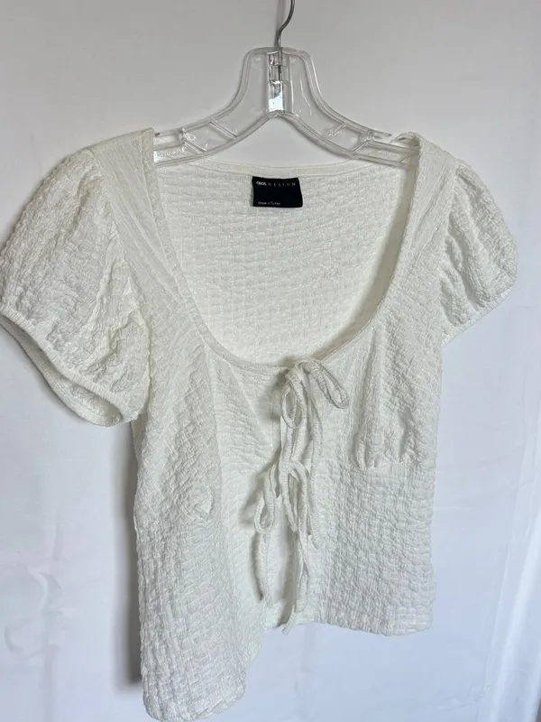 ASOS design white poplin babydoll tie top - Image 2