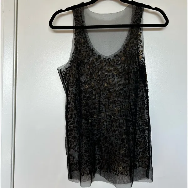 Y2K glitter sequins tank top with sheer stretchy material - Image 2