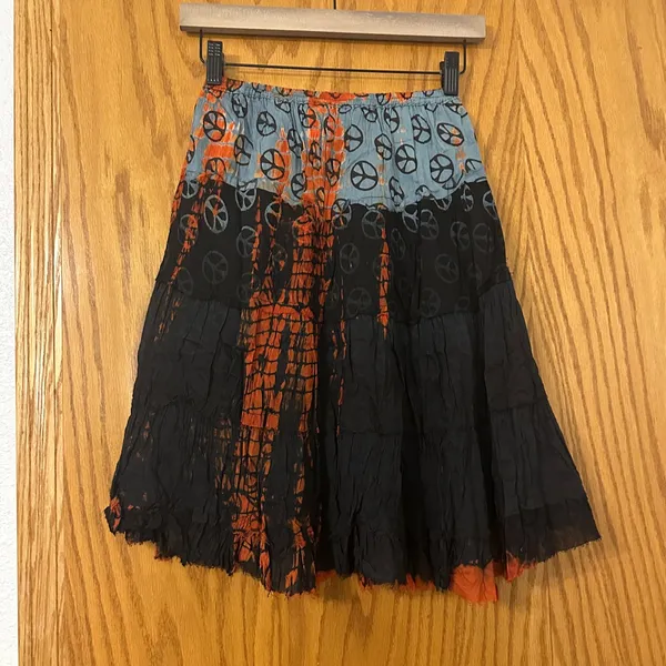 Raj Bohemian Black and Orange Peace Skirt - NWT - OS - Image 4