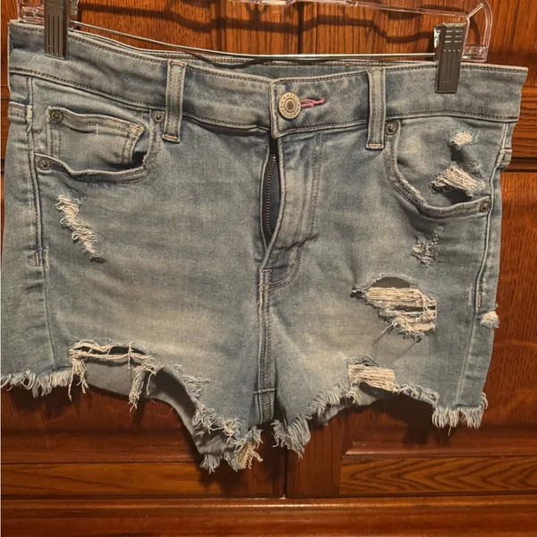 American Eagle Outfitters Light Blue Distressed Jean Shorts - Image 2