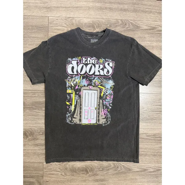 Flying Hause Threads The Doors Graphic Women Tee M Charcoal Gray Mineral Wash - Image 7