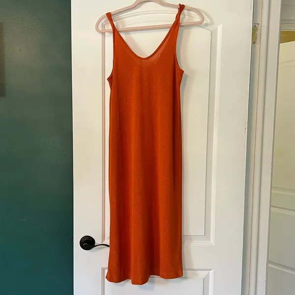 NWOT Mango orange midi dress - Image 3