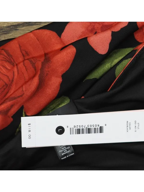 NWT Aqua Womens Knit Rose Jersey Cowl Neck Dress IDO14215 Red / Black L - Image 7