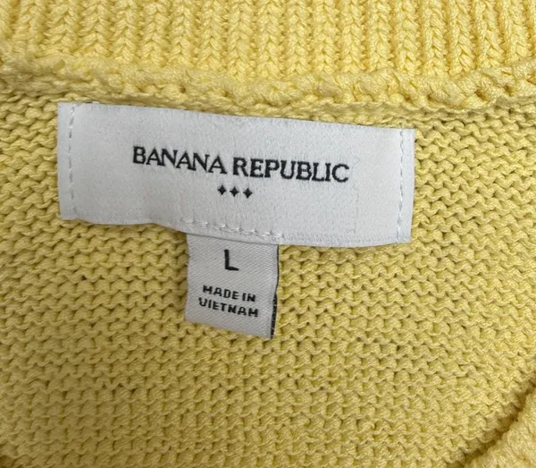 Banana Republic Yellow Knit Short Sleeve Crewneck Sweater, Size L - Image 2