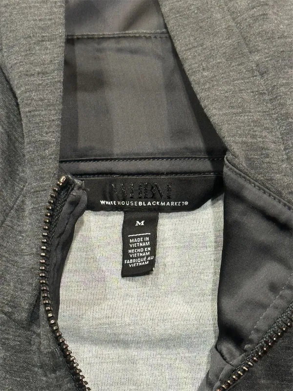 White House Black Market Grey Heather Drawstring Full Zip Hooded Athletic Jacket - Image 7