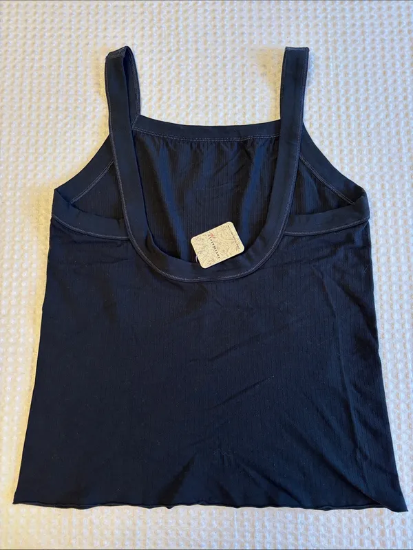 NEW! Free People BLACK So Soft Seamless Modal Cami Thick Strap Ribbed Tank M/L - Image 6