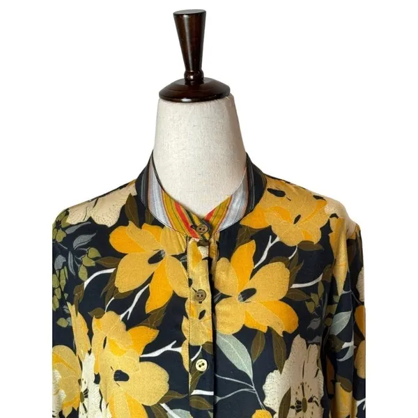 Anthropologie Blank‎ London Yellow Floral Button Front Hadley Tunic Dress XS - Image 5