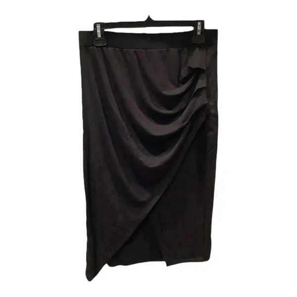Halara Skirt Women's Med Black Midi Ruched Asymmetric Office Work Professional - Image 2