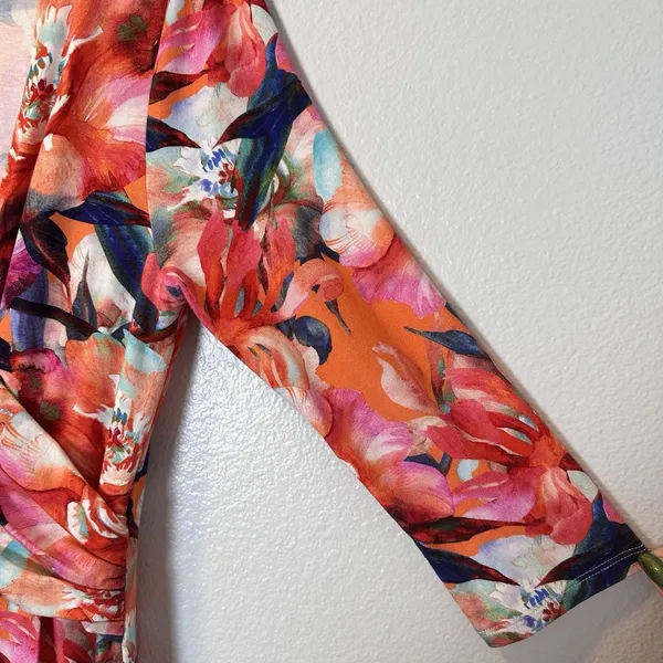 Soft‎ Surroundings Size-S Le Jardin Faux Wrap Maxi Dress Crimson Floral Print - Image 13
