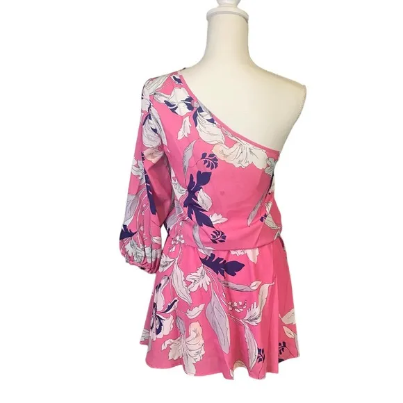Yumi Kim Pink Floral One Shoulder Mini Dress Women’s size Small NWT‎ - Image 5