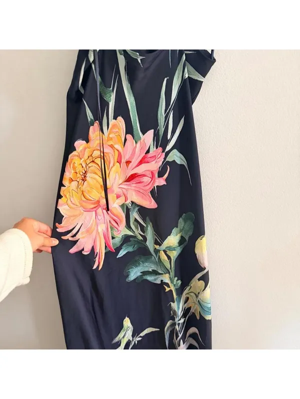 Anthropologie Halter Slip Floral Midi Dress - Image 7