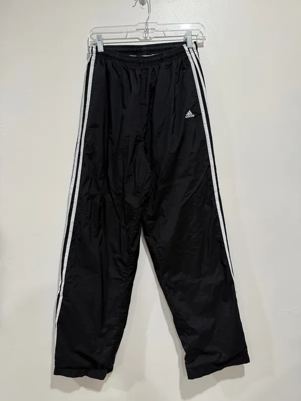 Vintage Adidas Men’s Black 3-Stripe Nylon Windbreaker Track Pants Size Medium - Image 2