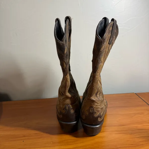 Abilene Sage Women's Leather Brown Tan Cowgirl Boot Round Toe Scroll Western 7.5 - Image 4
