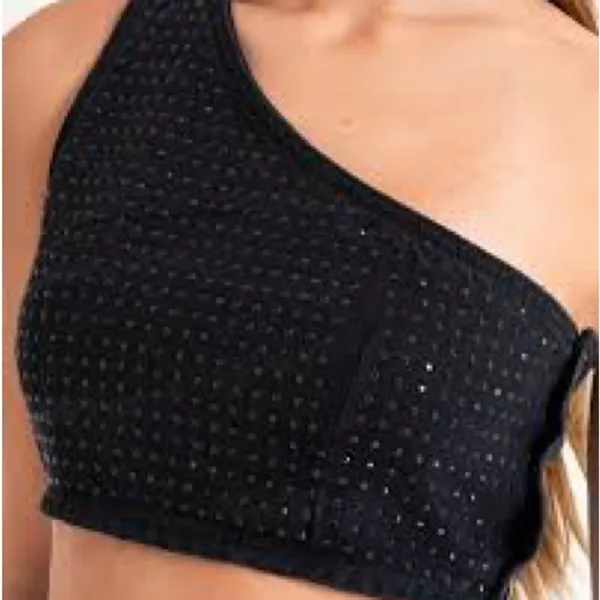 Zara Denim Crop Top With Rhinestones size medium - Image 2