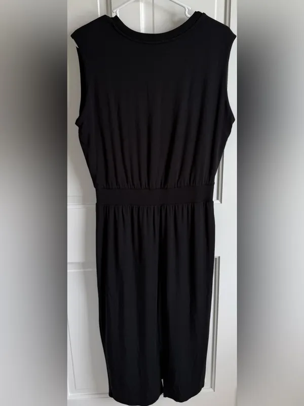 Athleta Black Sleeveless‎ Midi Dress Pockets Athletic Casual Medium - Image 2